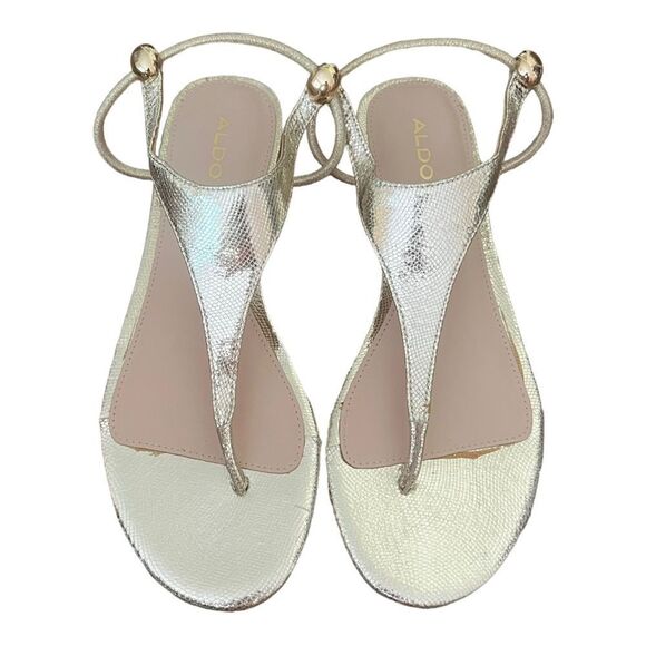 ALDO Erarenia Gold Sandal adjustable Sling style - Picture 1 of 13
